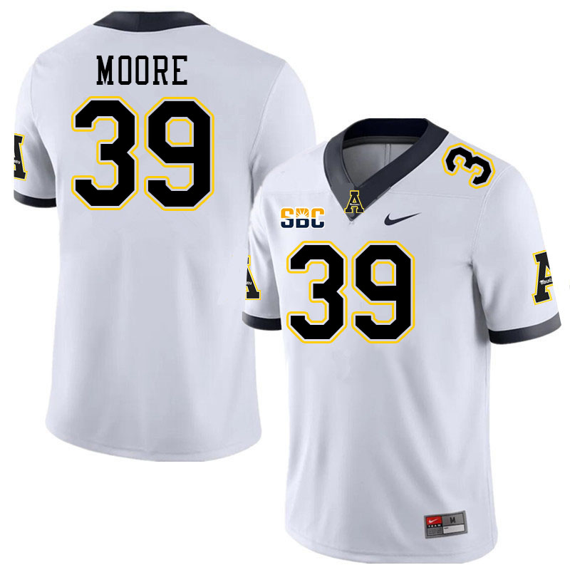 Men #39 Jackson Moore Appalachian State Mountaineers College Football Jerseys Stitched-White